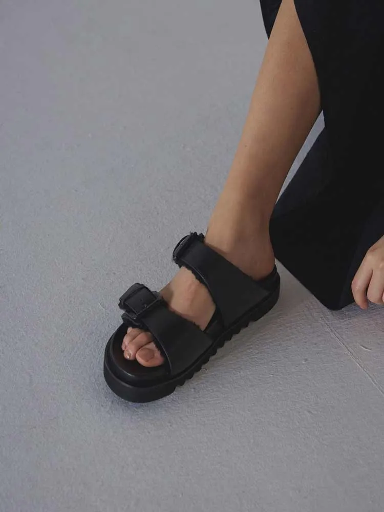 Shearling Buckle Slide