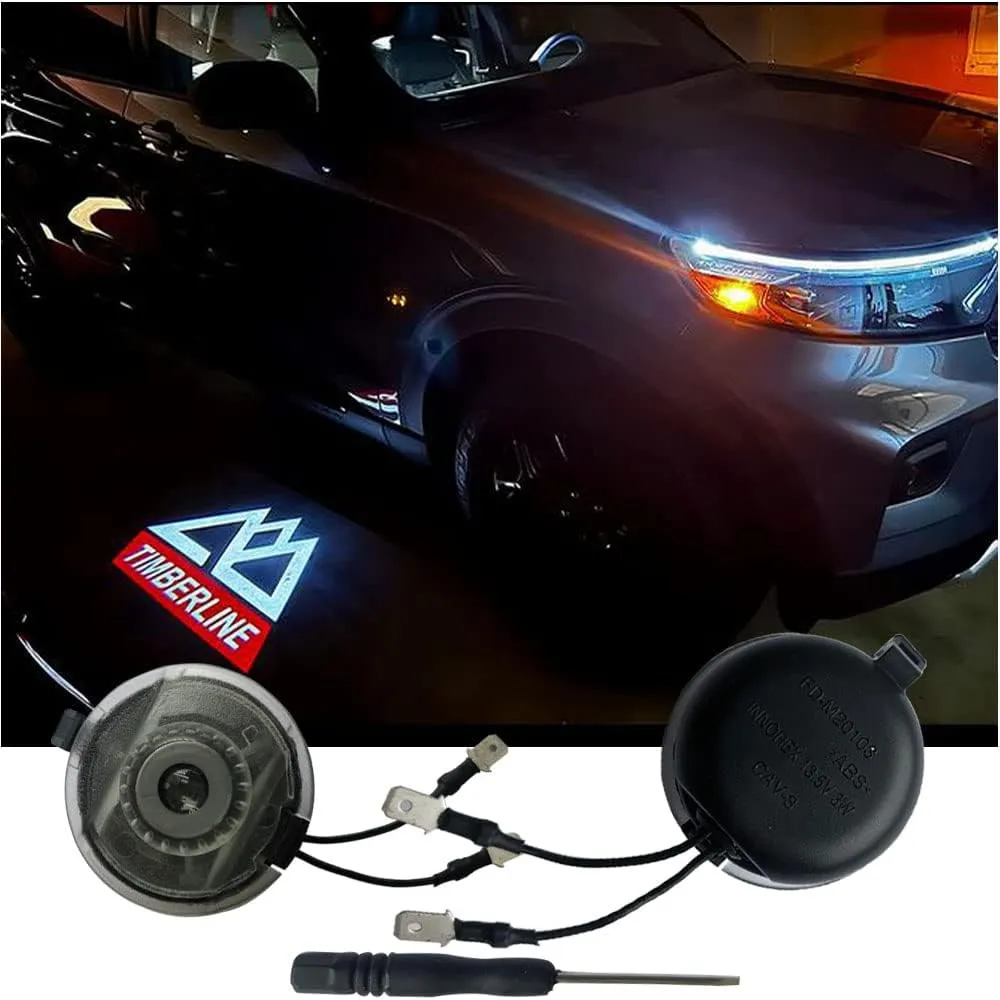 Side Mirror Puddle Light,High Definition Never Fade, Led Logo Lights Projector Ghost Shadow, for Explorer Timberline 2003-2023(White red Timberline Logo)