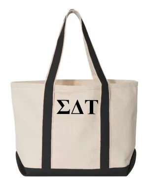 Sigma Delta Tau Black Boat Tote - Medium