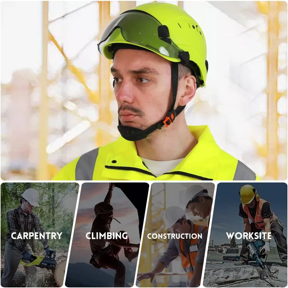 SMASYS Safety Hard Hat ABS Helmet Adjustable with Visor 6-Point Suspension Perfect for Construction and Climbing