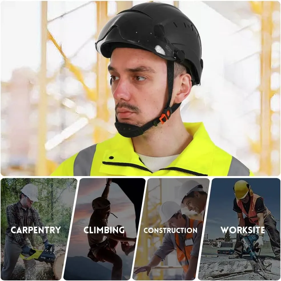 SMASYS Safety Hard Hat ABS Helmet Adjustable with Visor 6-Point Suspension Perfect for Construction and Climbing