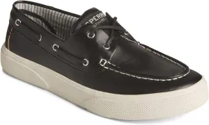 Sperry Mens Halyard 2-Eye Lace-Up Faux Leather Boat Shoes Black 10 Wide (E)