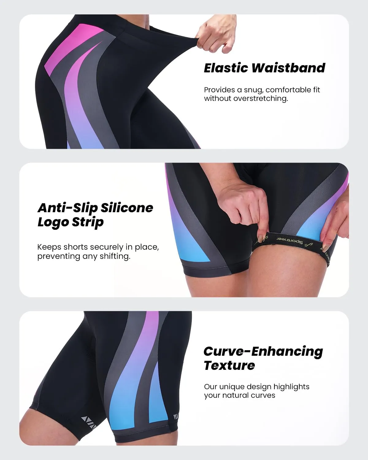 Sportneer Women Padded Bike Shorts - Bicycle Cycling Shorts for Womens Biking 4D Gel Padding for Mountain Bike and Road Bike