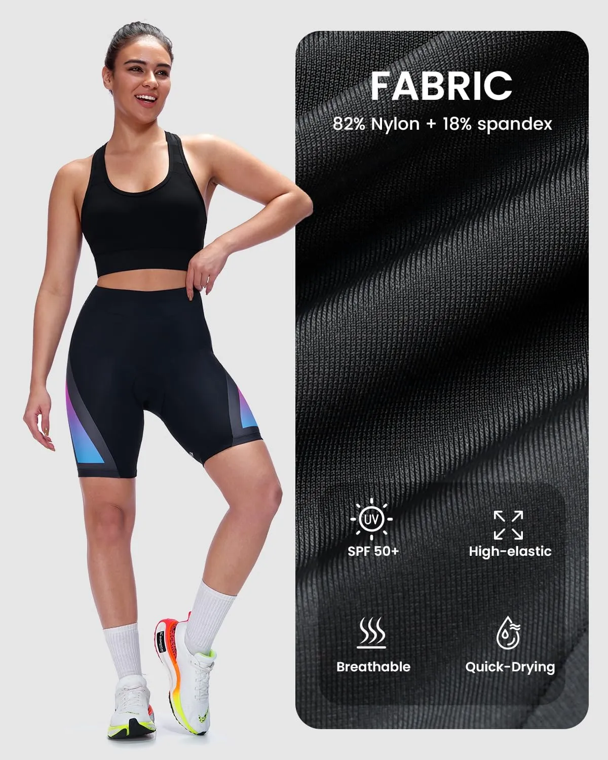 Sportneer Women Padded Bike Shorts - Bicycle Cycling Shorts for Womens Biking 4D Gel Padding for Mountain Bike and Road Bike