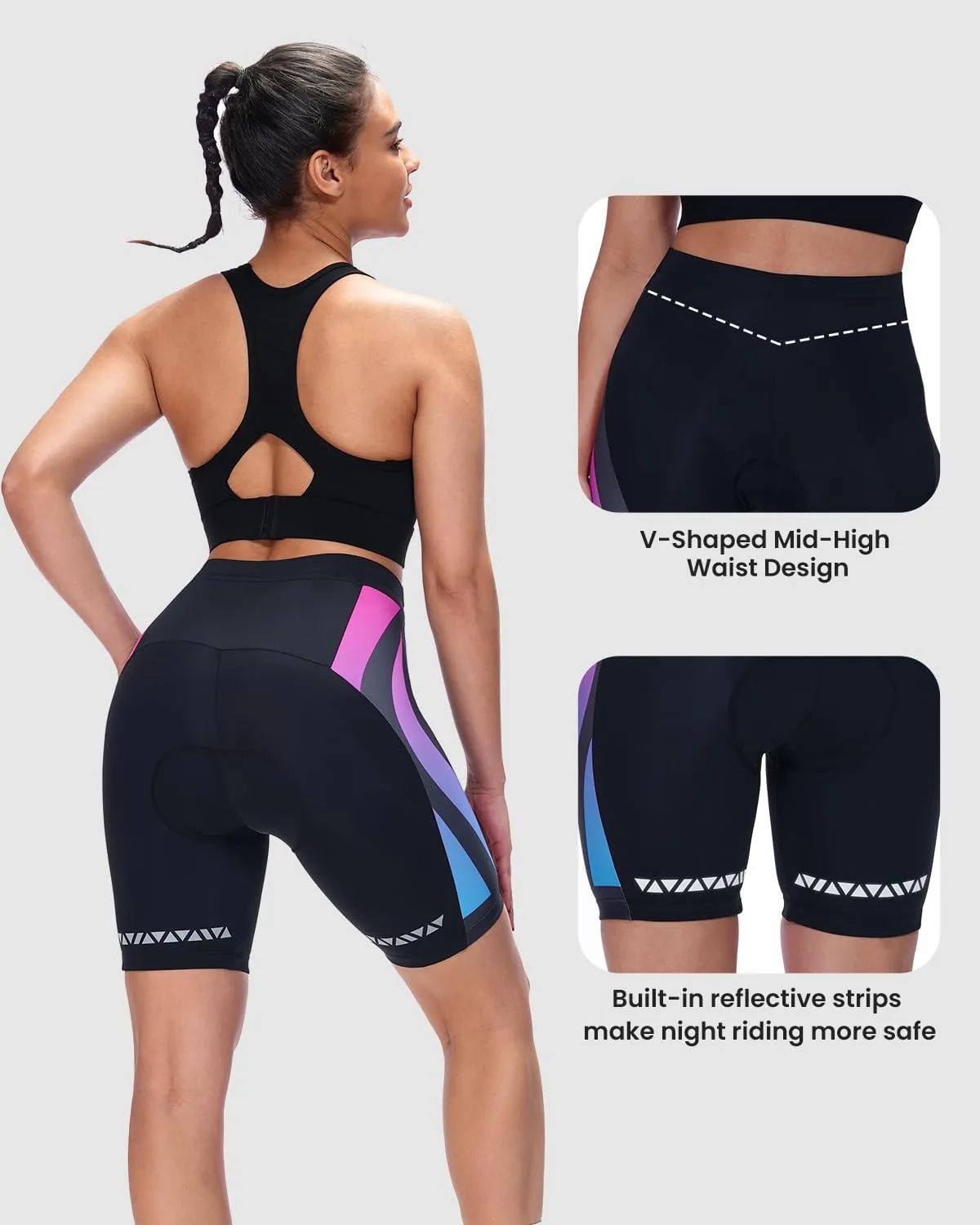 Sportneer Women Padded Bike Shorts - Bicycle Cycling Shorts for Womens Biking 4D Gel Padding for Mountain Bike and Road Bike