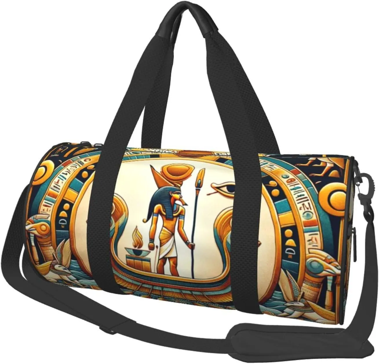 Sports Duffel Bag Ancient-Egyptian-Boat Foldable Travel Tote Bag Weekender Sleepover Carry On Bag