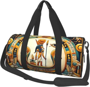 Sports Duffel Bag Ancient-Egyptian-Boat Foldable Travel Tote Bag Weekender Sleepover Carry On Bag
