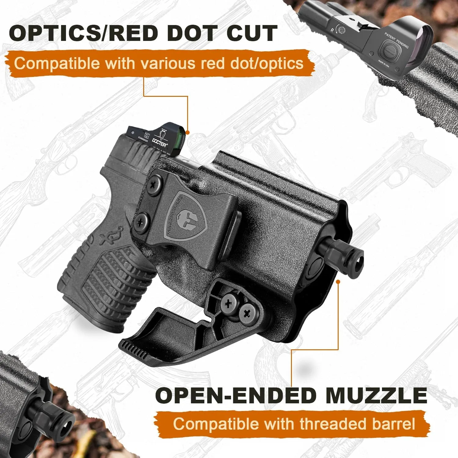 Springfield XD-S 3.3'' Holster IWB KYDEX Holster Optics Cut for Springfield XDS 3.3", Inside Waistband Appendix Carry Holster XDS, Adjustable Cant & 'Posi-Click' Retention, Right/Left Hand Optional
