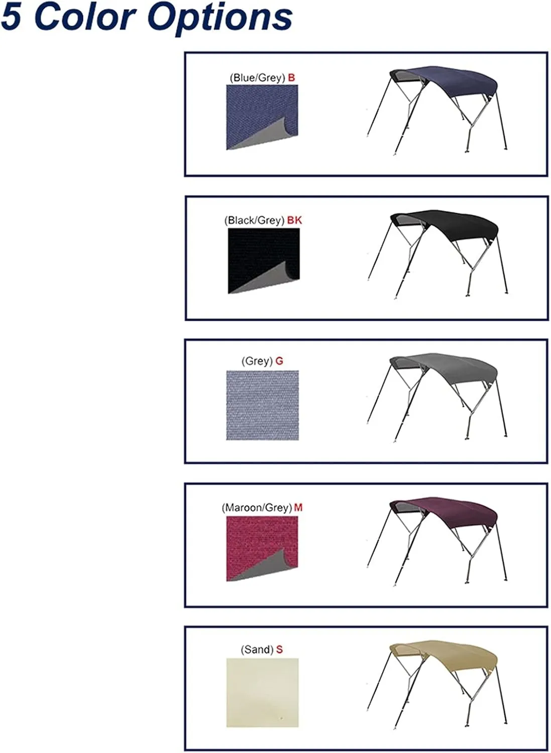 Stainless Steel Sailboat Biminii 25mm Tube Heavy-Duty Boat-Cover Top Canopy Water Sun Proof UV Protection Maroon (Color : 2.1m 2.4m Maroon)