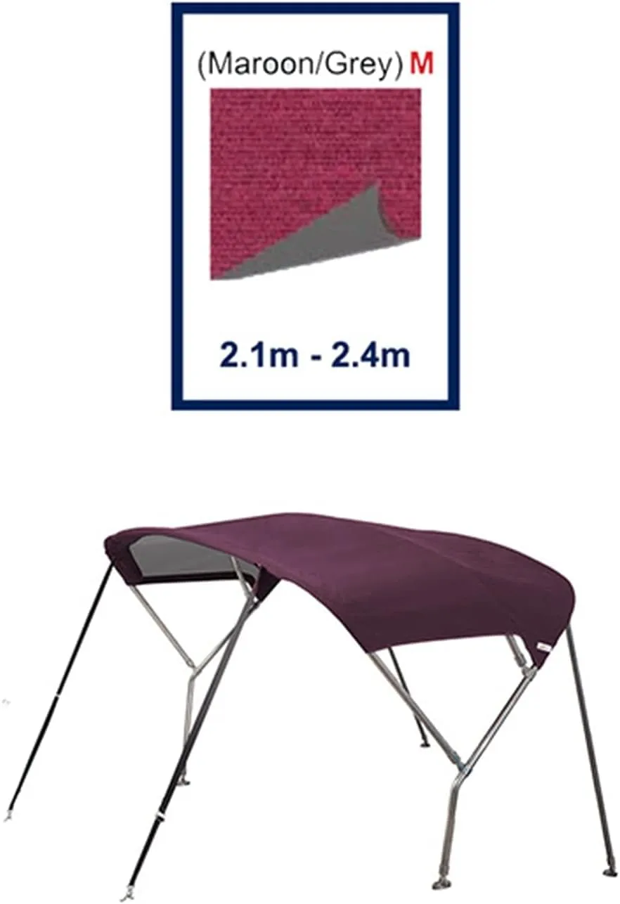 Stainless Steel Sailboat Biminii 25mm Tube Heavy-Duty Boat-Cover Top Canopy Water Sun Proof UV Protection Maroon (Color : 2.1m 2.4m Maroon)