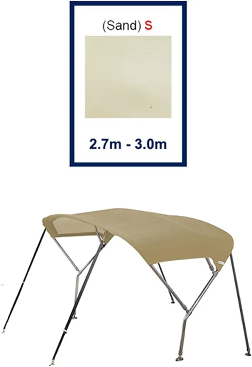 Stainless Steel Sailboat Biminii 25mm Tube Heavy-Duty Boat-Cover Top Canopy Water Sun Proof UV Protection Sand (Color : 2.7m 3.0m Sand)