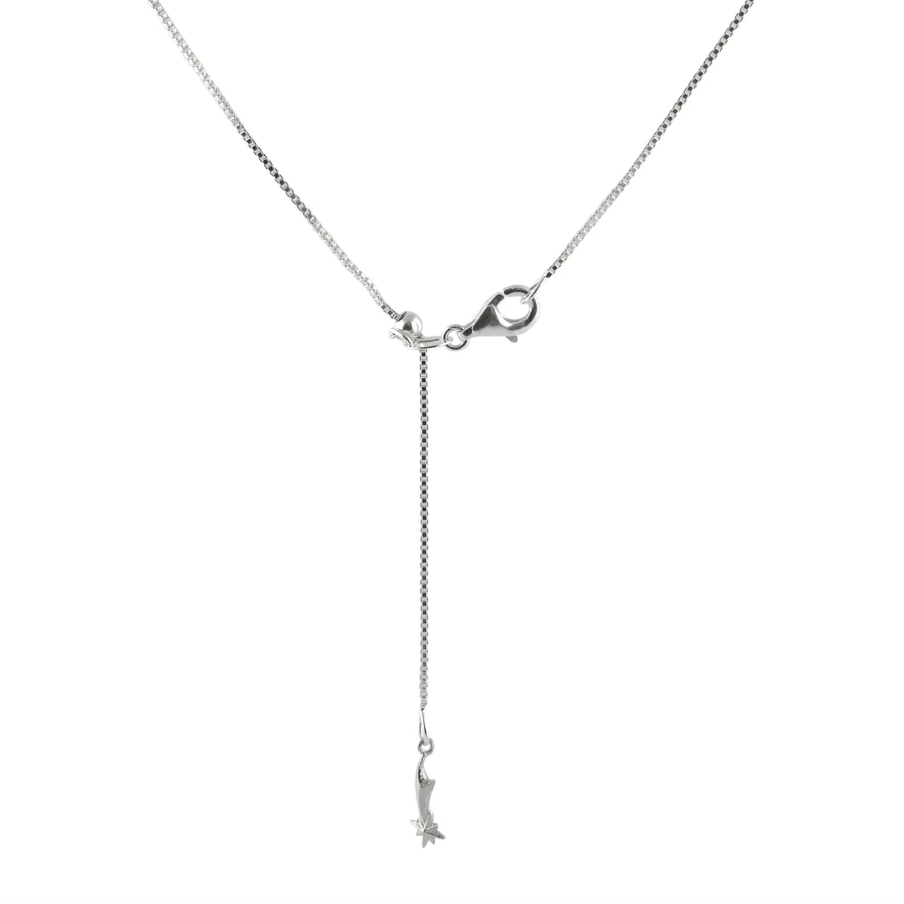 Starborn 22” Adjustable Sterling Silver, Box Chain with Adjustable "Slide Ball"