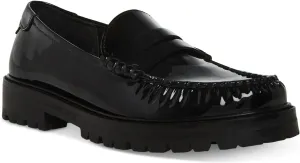 Steve Madden Womens Black Penny Keeper Lug Sole Cushioned Madelyn Round Toe Block Heel Slip On Loafers Shoes 5 M