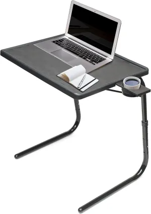 Table Mate II TV Tray Table - Folding TV Dinner Tray, Couch Table Trays for Eating Snack Food, Stowaway Laptop Stand, Portable Bed Dinner Tray - Adjustable TV Table with 3 Angles, Cup Holder, Black