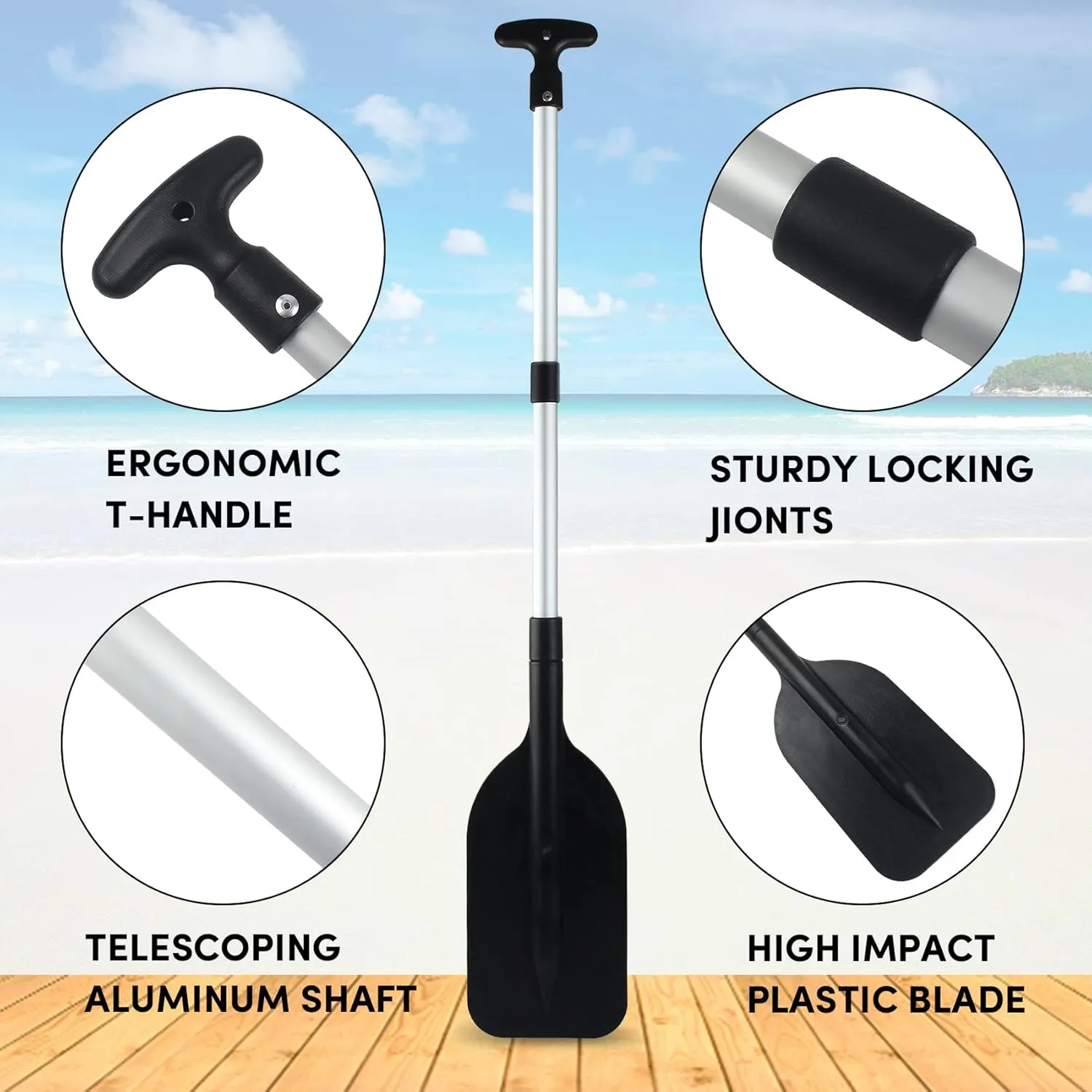 Telescoping Boat Paddle Collapsible Oar for Boat 21'' - 42'', Collapsible Paddle for Boat Kayaking Rafting Jet Ski Canoe Outdoor Kayak Water Sports and Safety Boat Accessories 2 Pack