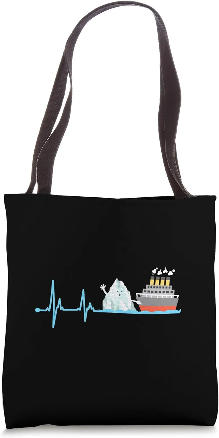Titanic Heartbeat Funny Iceberg RMS Cuise Ship Boys Girls Tote Bag
