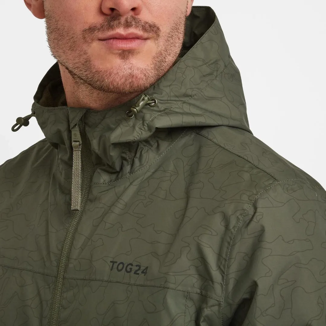 Tog24 Craven Mens Waterproof Packaway Jacket - Khaki Outline Camo