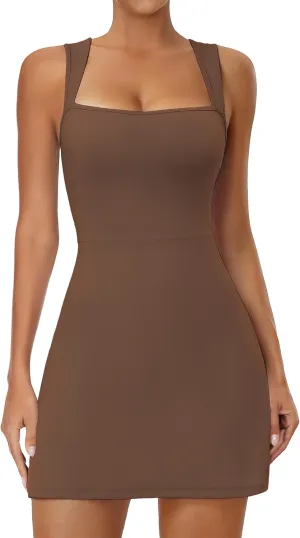 TQD Tennis Dress for Women Athletic Dress with Built in Shorts Golf Active Workout Exercise Dresses