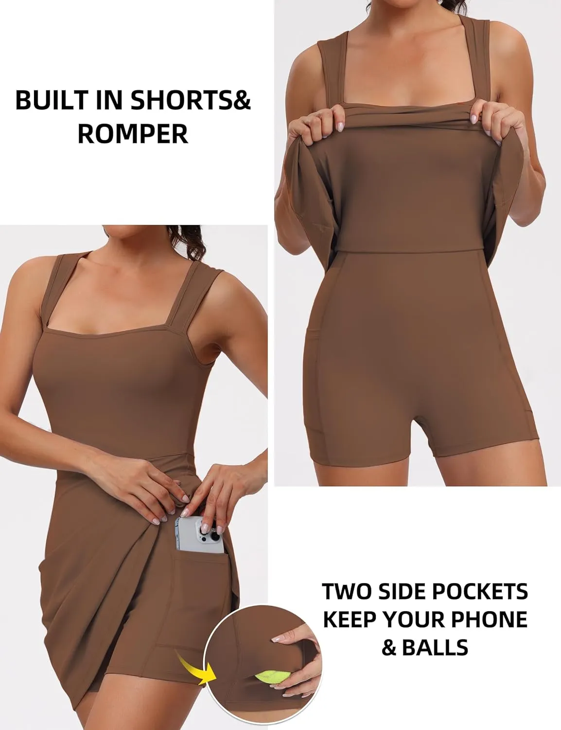 TQD Tennis Dress for Women Athletic Dress with Built in Shorts Golf Active Workout Exercise Dresses