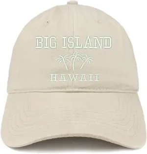 Trendy Apparel Shop Big Island Hawaii and Palm Tree Embroidered Brushed Cap