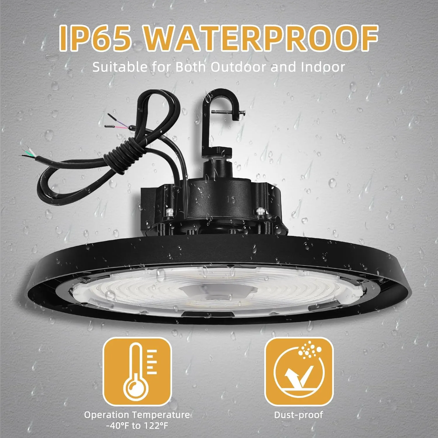 UFO LED High Bay Light, 150W/100W/80W, 5000K/4000K/3000K Adjustable, 24000Lumens, 0-10V Dimmable, Super Bright LED Shop Light, AC100-277V, IP65 Commercial Bay Lighting for Garage Warehouse, 6 PACK