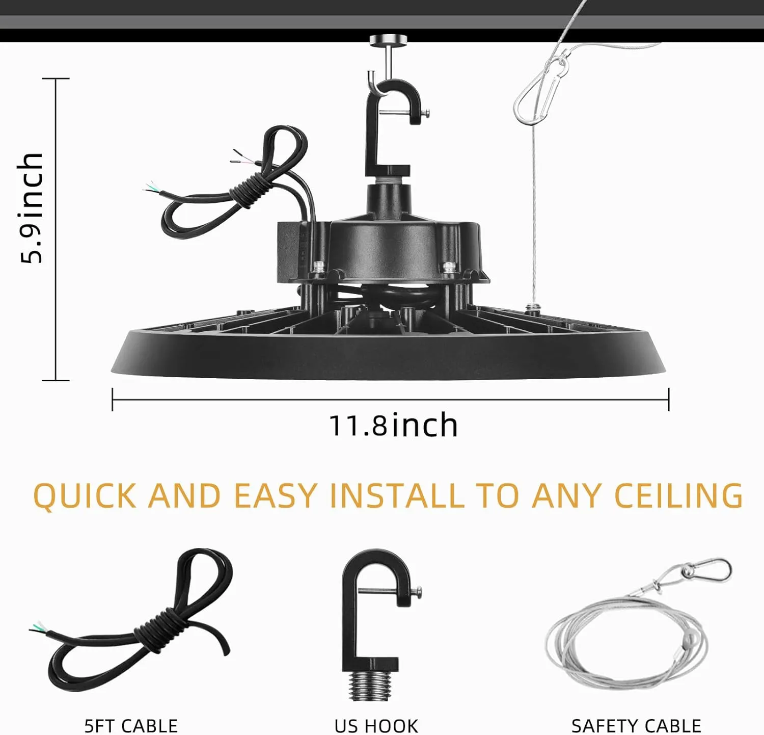 UFO LED High Bay Light, 150W/100W/80W, 5000K/4000K/3000K Adjustable, 24000Lumens, 0-10V Dimmable, Super Bright LED Shop Light, AC100-277V, IP65 Commercial Bay Lighting for Garage Warehouse, 6 PACK
