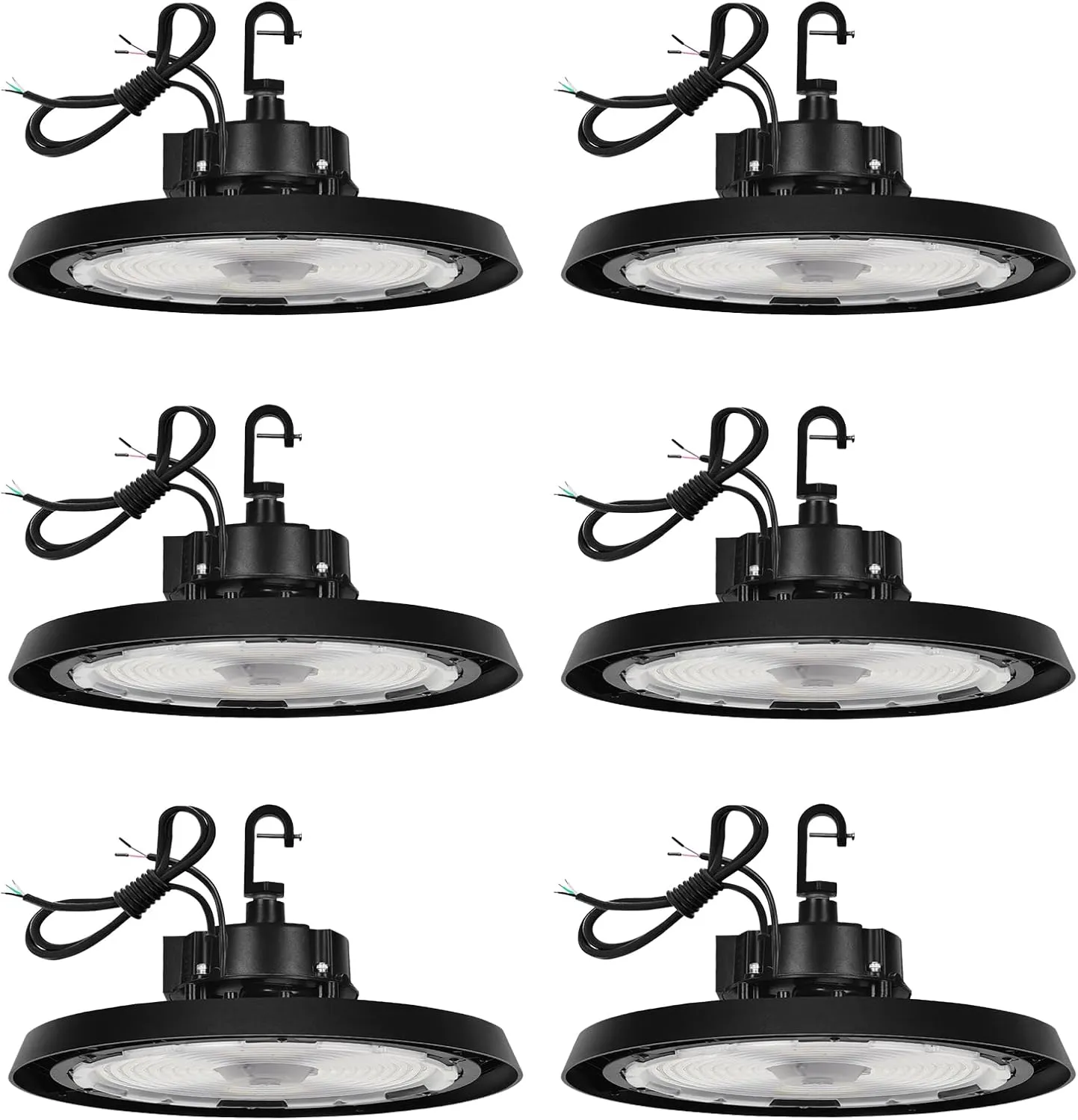 UFO LED High Bay Light, 150W/100W/80W, 5000K/4000K/3000K Adjustable, 24000Lumens, 0-10V Dimmable, Super Bright LED Shop Light, AC100-277V, IP65 Commercial Bay Lighting for Garage Warehouse, 6 PACK
