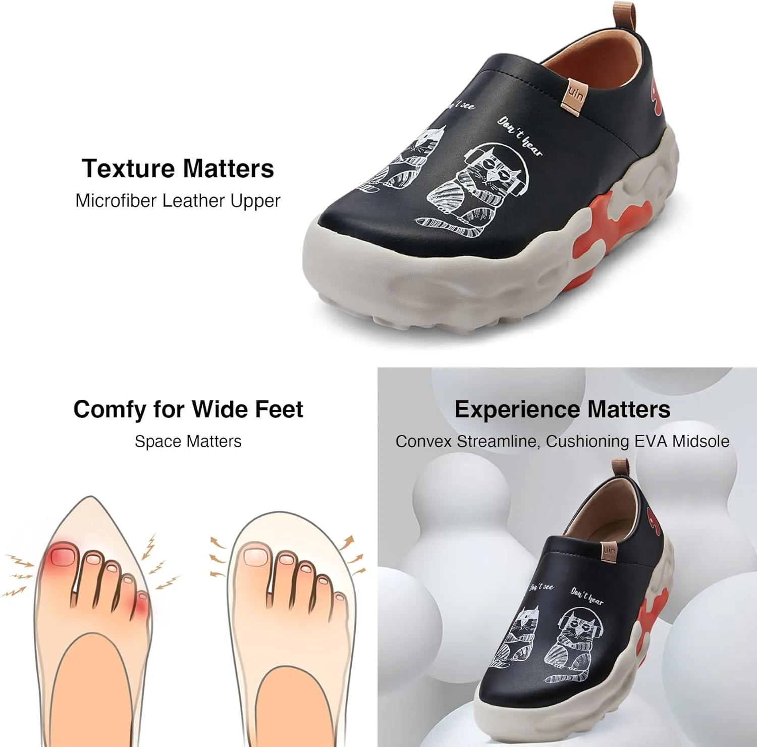 UIN Men's Art Travel Walking Shoes Slip On Casual Lightweight Wide Toe Chunky Comfort Fashion Sneaker Toledo Ⅵ Ⅶ Ⅹ Ⅺ ⅩⅢ ⅩⅤ ⅩⅥ