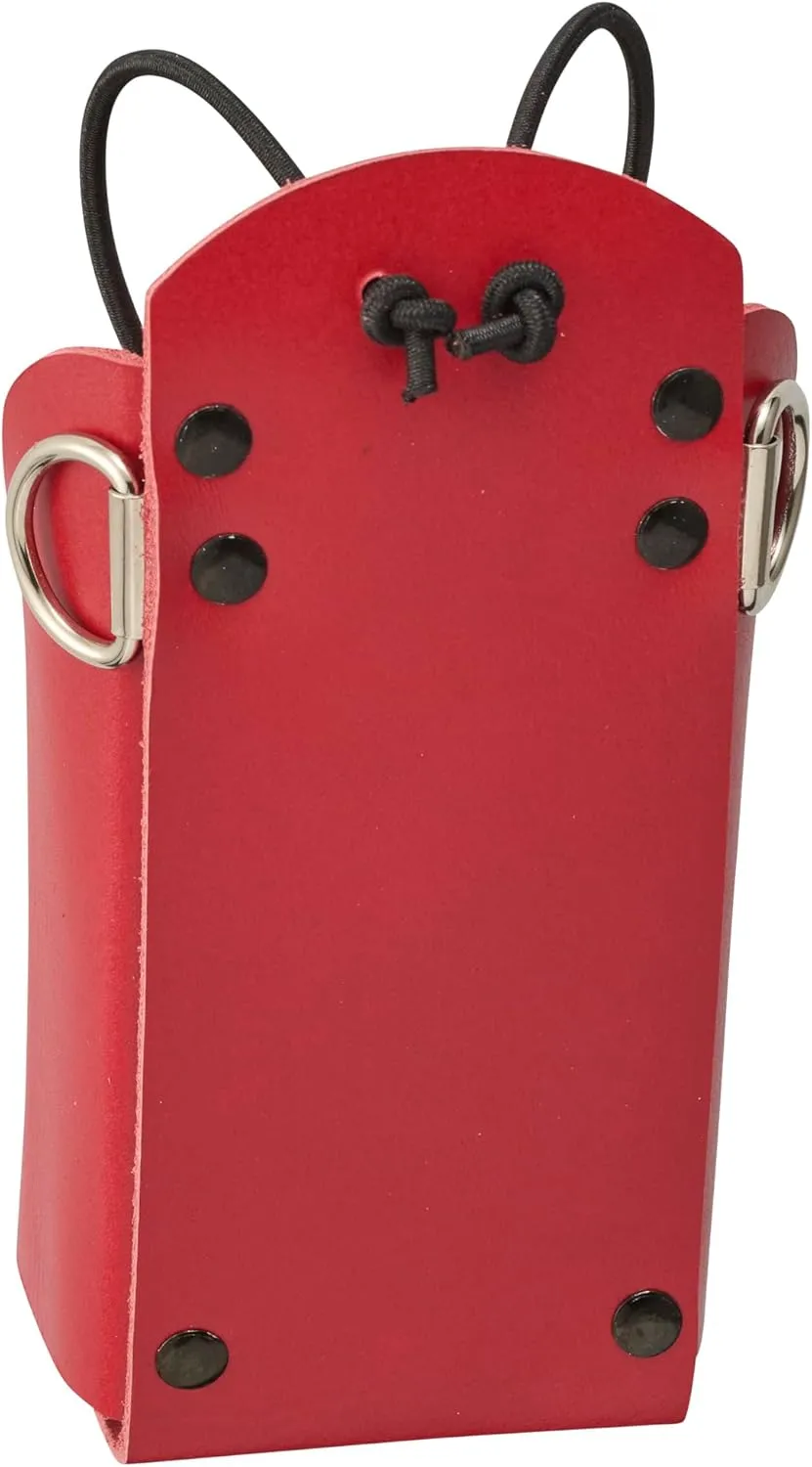 Universal Leather Radio Case Two Way Radio Holder with Adjustable Elastic Band for Firefighter, EMT and Law Enforcement. Red with Black Snap
