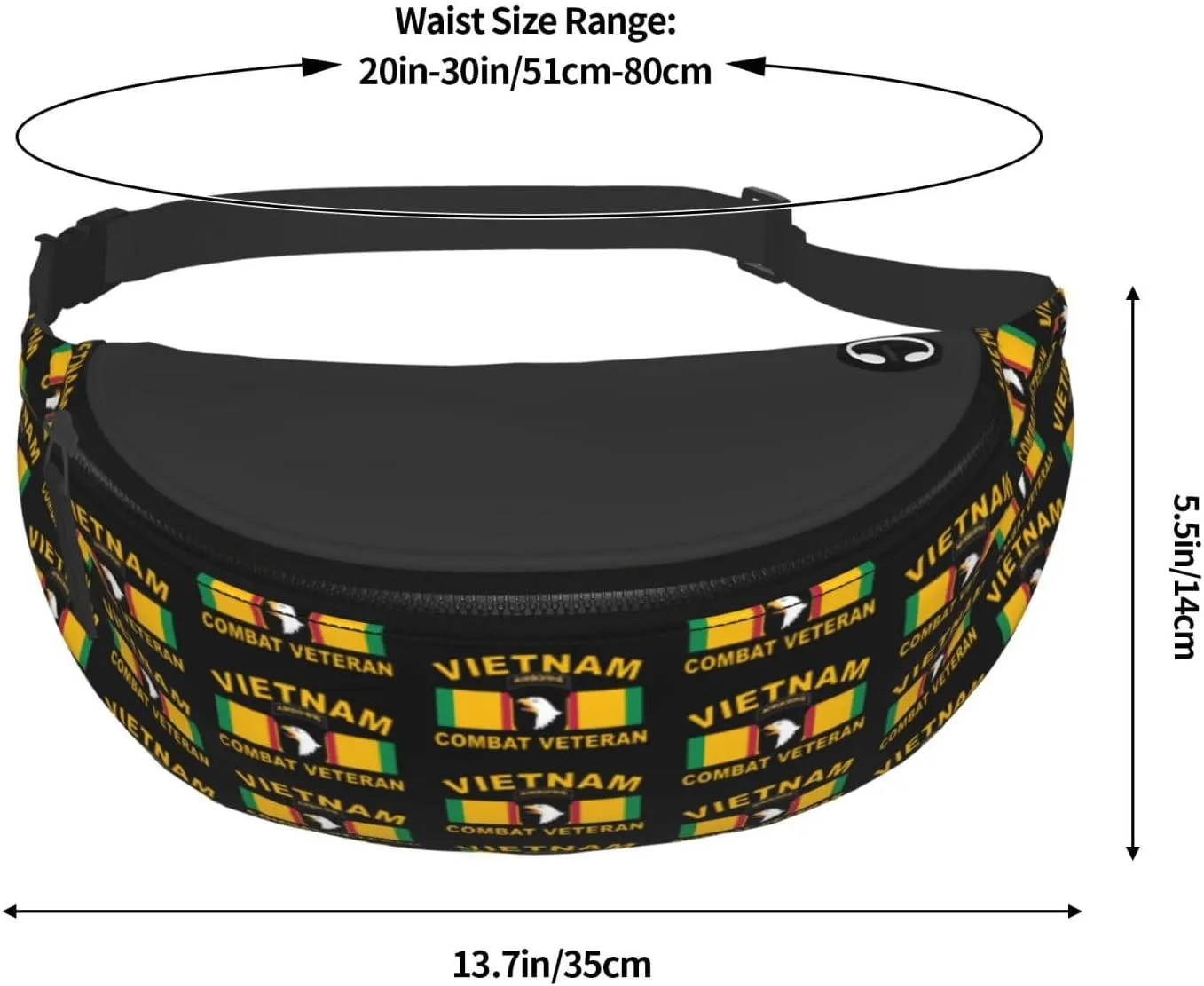 Vietnam Veteran 101st Airborne Division Fanny Pack Daypack Crossbody Waist Bag For Travel Sports Running Hiking