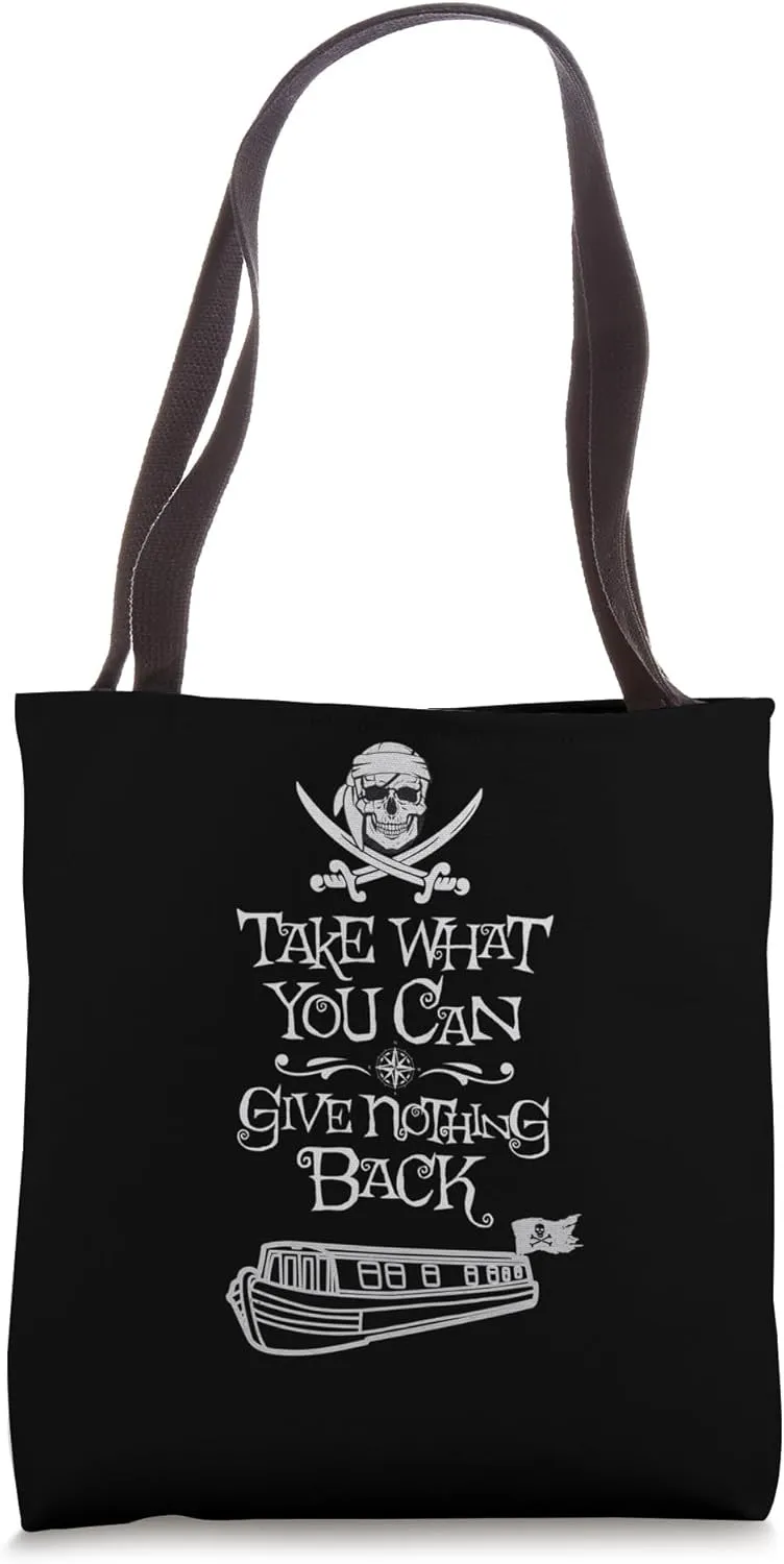 Vintage Narrowboat Pirate Flag Canal Barge Boat Life Tote Bag