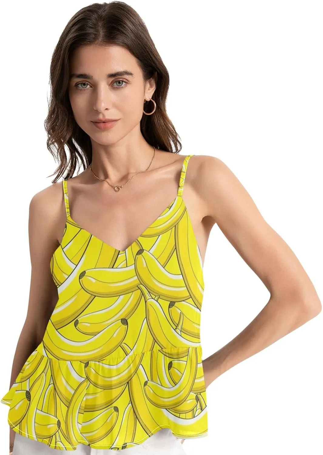 visesunny Summer Ruffle Spaghetti Strap Camisole V Neck Tank Top for Women Sleeveless Loose Fit Cami XS-2XL 2025
