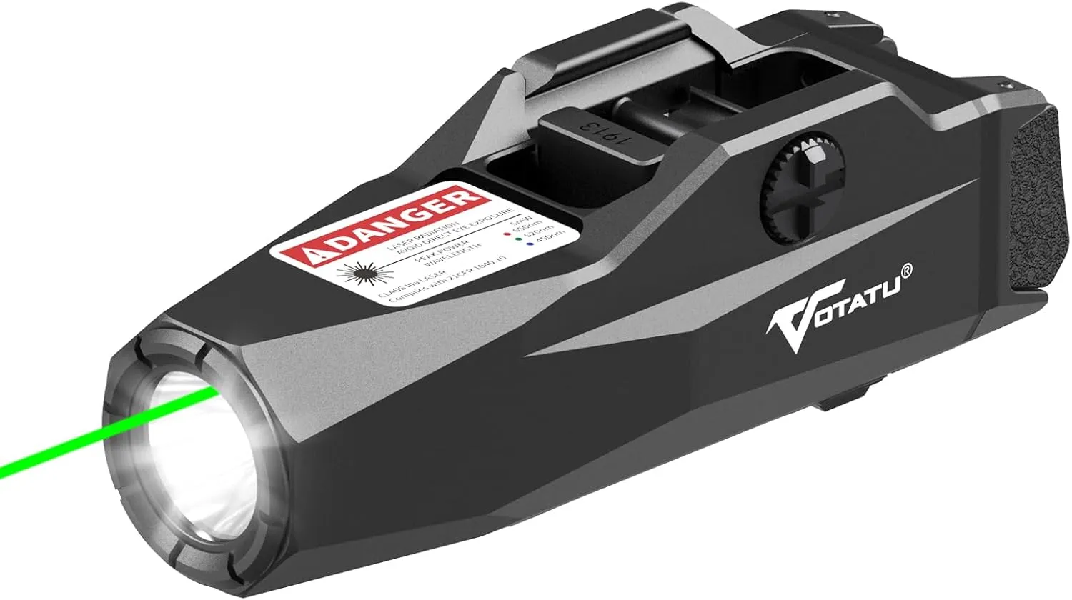 VOTATU 1600 Lumens Light Laser Combo for Pistol, Rechargeable Green Laser and Flashlight with Adjustable Rail Keys, Compact Weapon Light with Laser Beam