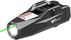VOTATU 1600 Lumens Light Laser Combo for Pistol, Rechargeable Green Laser and Flashlight with Adjustable Rail Keys, Compact Weapon Light with Laser Beam