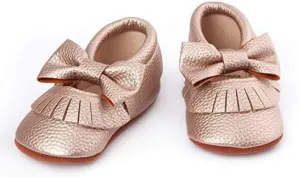 Willow Rose Gold Baby Moccasin Shoes- Sugar Tease (6_months)