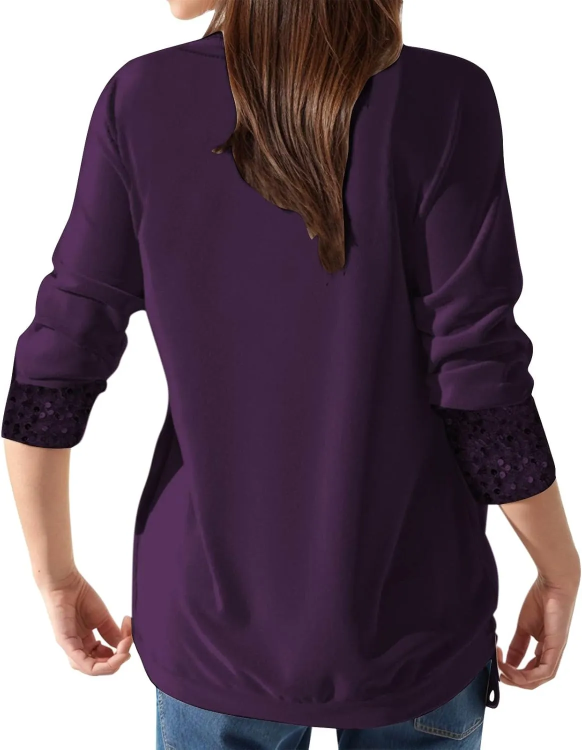 Women Sexy Sequin Shirts Boat Neck Solid Color Long Sleeve Flowy Shirts Winter Fashion Patchwork Pullover Tops