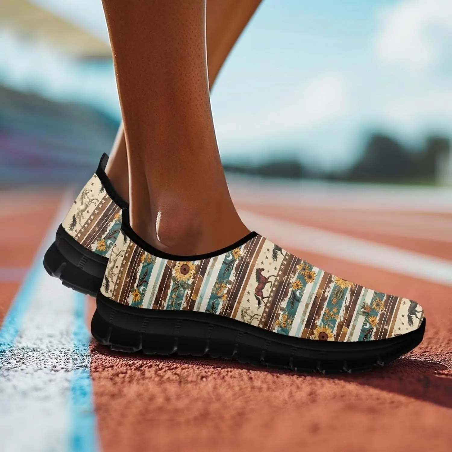 Women Sports Air Running Sneakers Lightweight Slide-in Casual Walking Shoes（Black Sole）