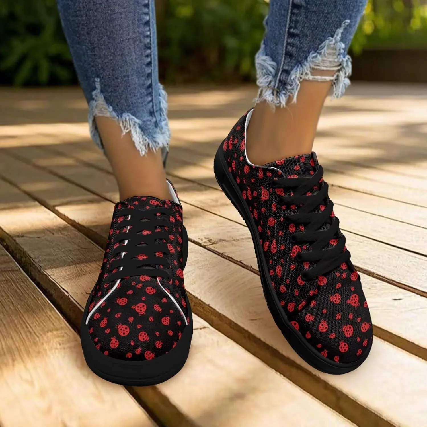 Women’s Canvas Sneakers Orthotic Walking Shoes with Memory Foam Non-Slip Canvas Shoes for Hiking Walking Running