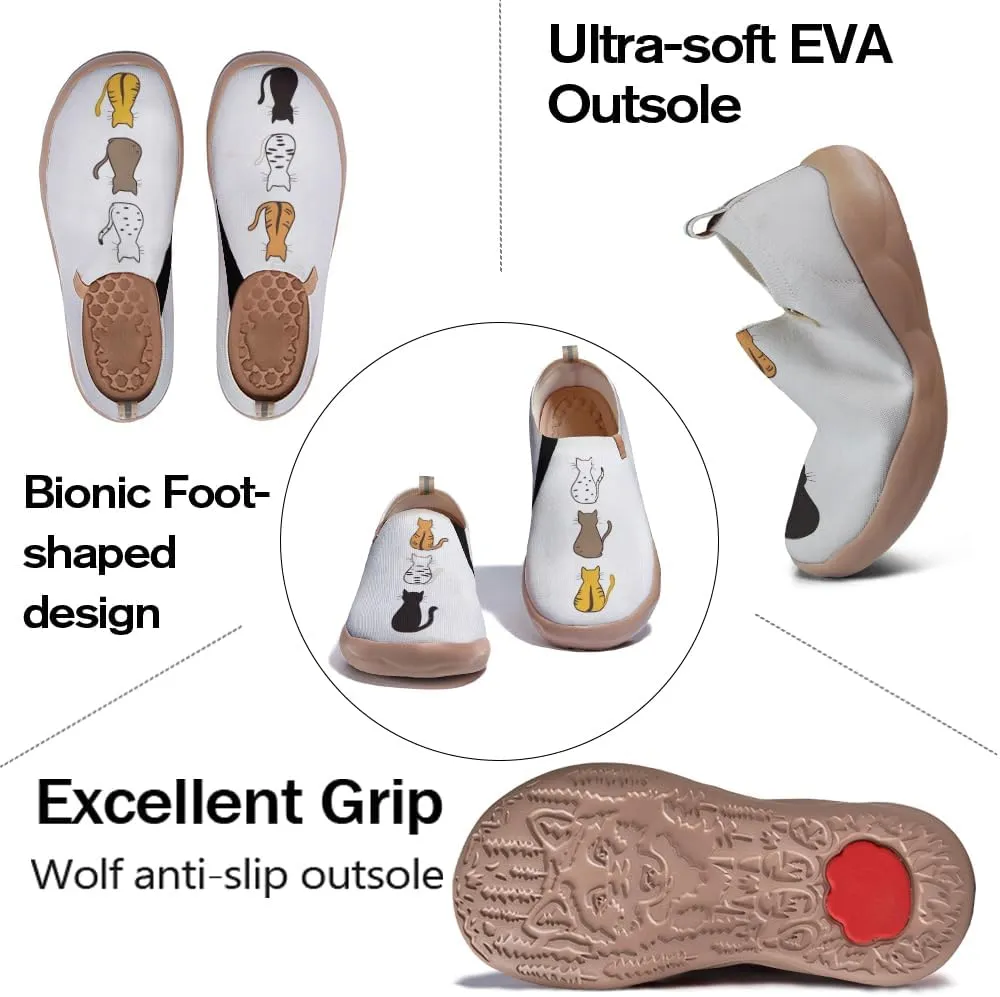 Women's Cartoon Series Slip Ons Canvas Loafers Colorful Lightweight Flats Sneakers Comfortable Walking Holiday Shoes