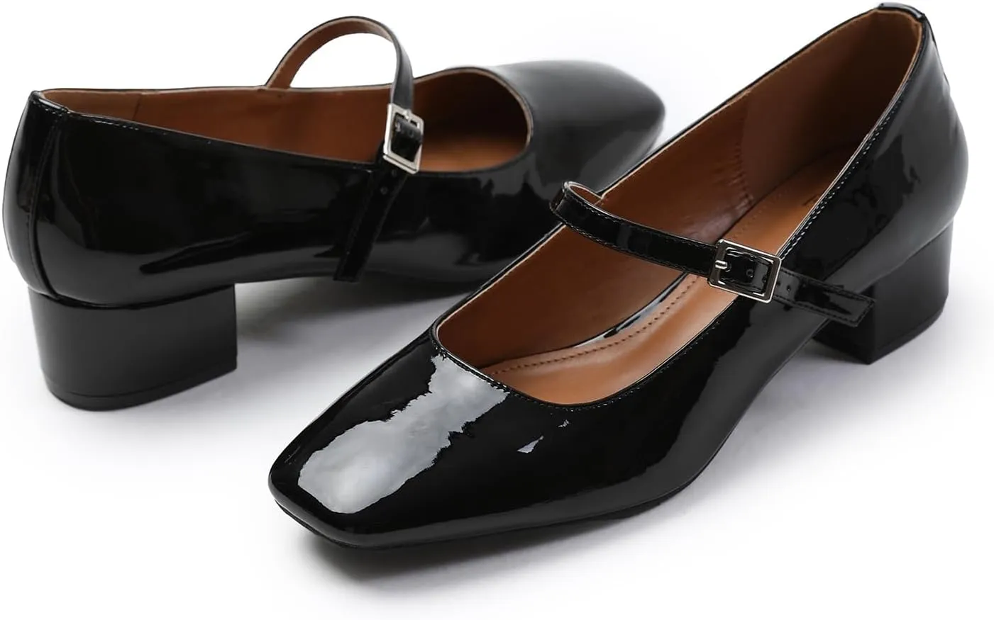 Womens Low Mid Block Heel Ankle Strap Smart Work Office Comfort Court Shoes Wide Fit Closed Toe Comfy Party Casual Travel Shoes