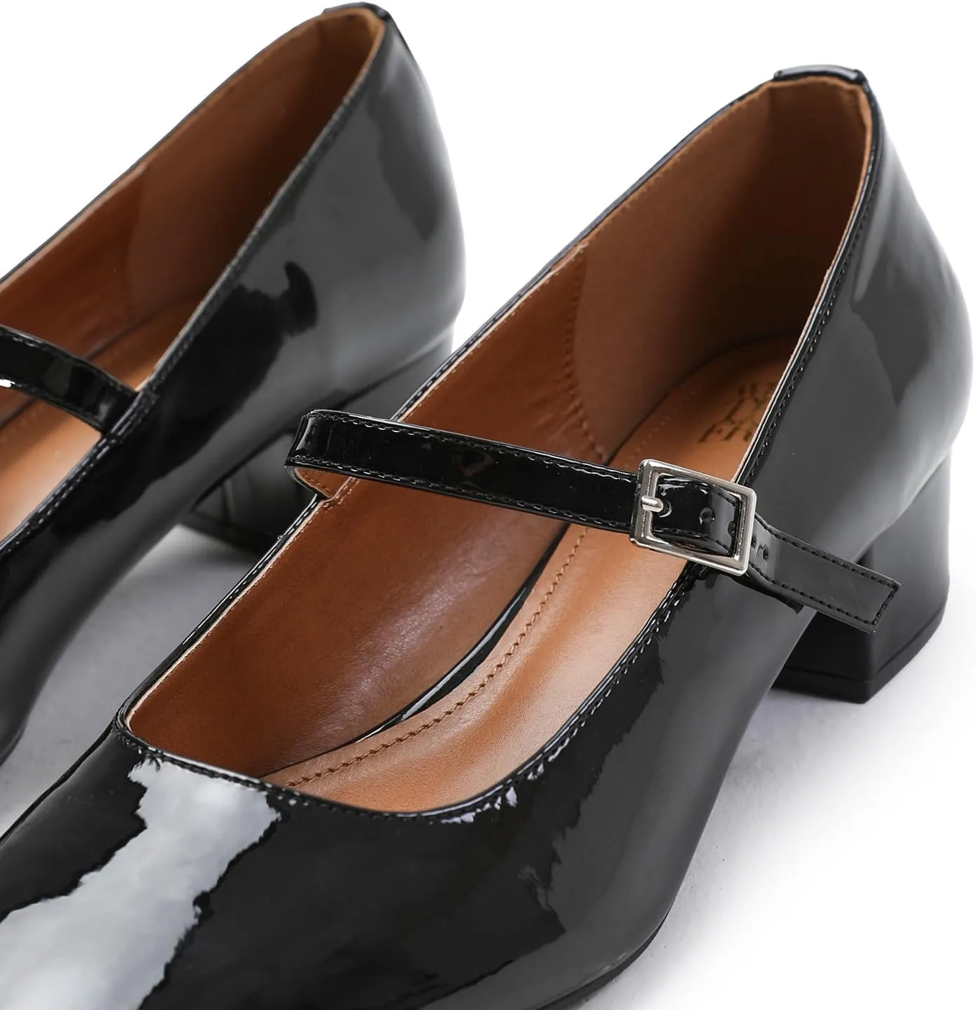 Womens Low Mid Block Heel Ankle Strap Smart Work Office Comfort Court Shoes Wide Fit Closed Toe Comfy Party Casual Travel Shoes