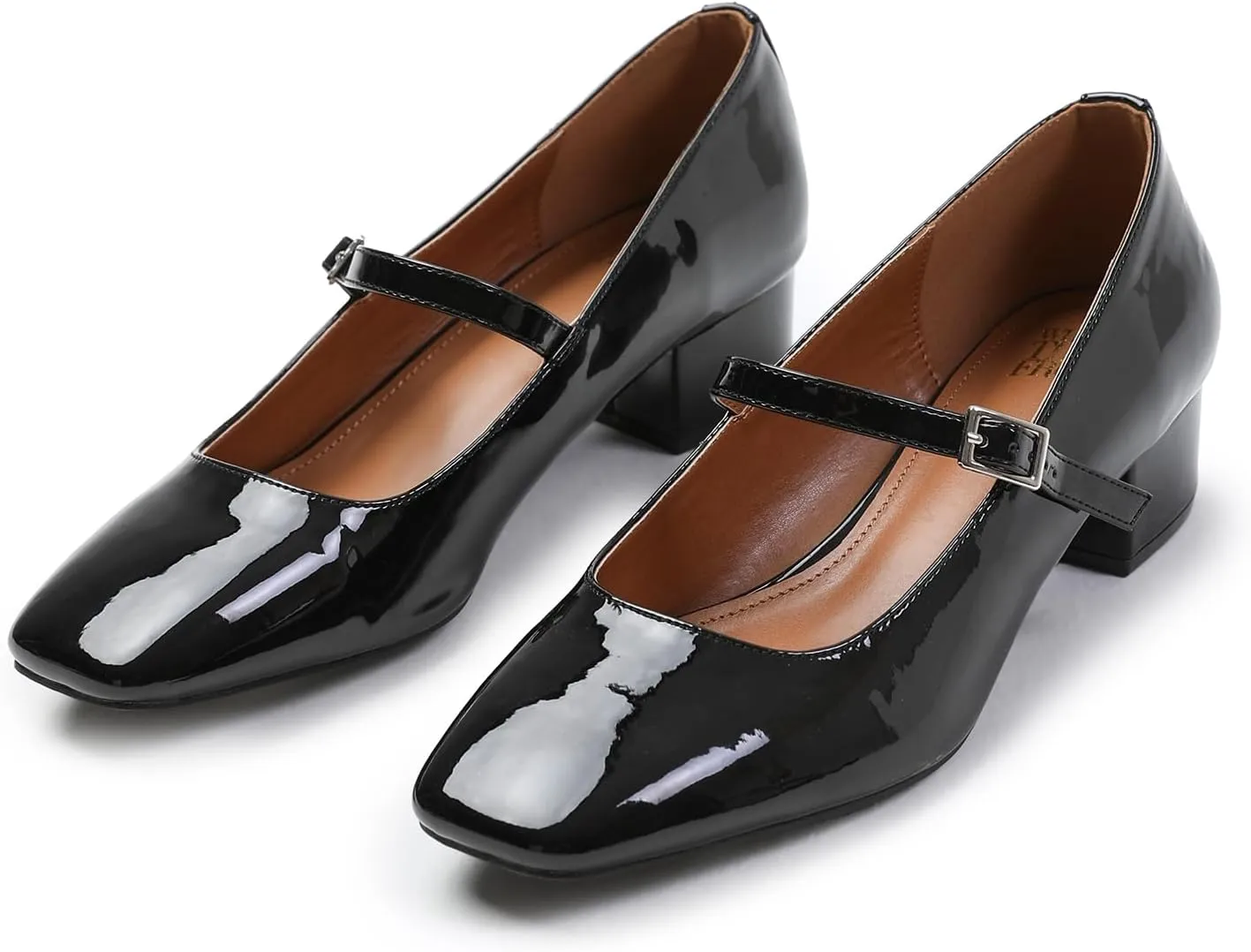 Womens Low Mid Block Heel Ankle Strap Smart Work Office Comfort Court Shoes Wide Fit Closed Toe Comfy Party Casual Travel Shoes