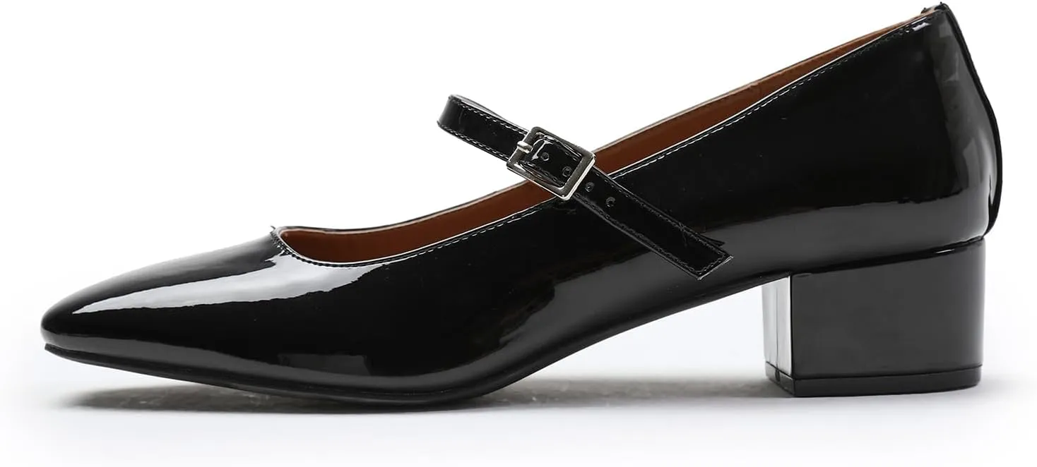 Womens Low Mid Block Heel Ankle Strap Smart Work Office Comfort Court Shoes Wide Fit Closed Toe Comfy Party Casual Travel Shoes