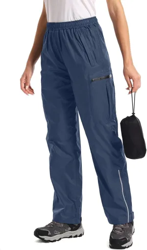 Women's Rain Pants Waterproof Hiking Pants Windproof Lightweight Over Pants Outdoor for Golf Fishing Cycling #2089