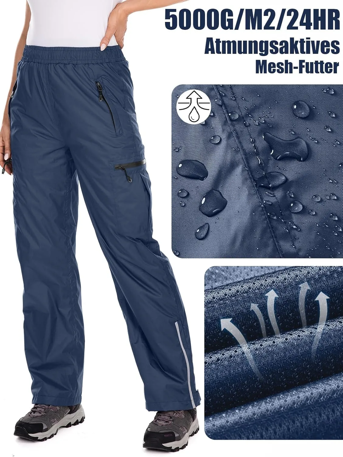 Women's Rain Pants Waterproof Hiking Pants Windproof Lightweight Over Pants Outdoor for Golf Fishing Cycling #2089
