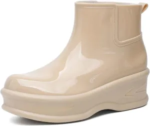 Women's Short Rain Boots Rubber Waterproof Garden Boots Elastic Slip On Insulated Rain Shoe for Outdoor Work Sole