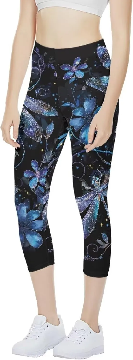 Womens Yoga Pants High Waist Stretch Workout Running Legging Tummy Control Sports Capri Pant Joggers