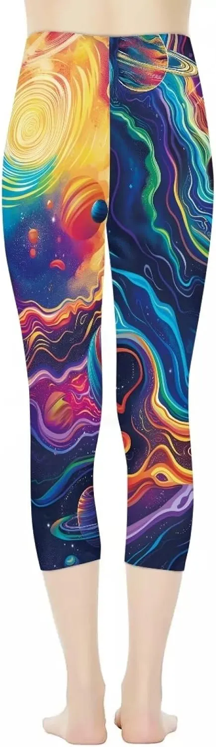 Womens Yoga Pants High Waist Stretch Workout Running Legging Tummy Control Sports Capri Pant Joggers