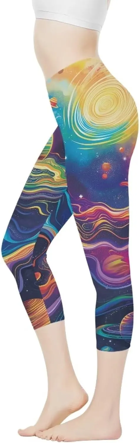 Womens Yoga Pants High Waist Stretch Workout Running Legging Tummy Control Sports Capri Pant Joggers