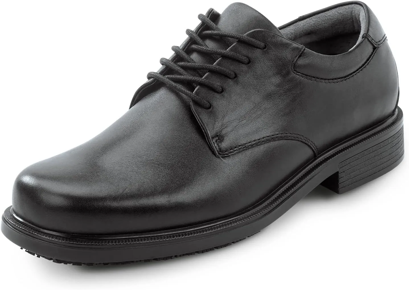 Works Men's, Huron, Black, Dress Style, MaxTrax Slip Resistant, Soft Toe Work Shoe (12.0 W)